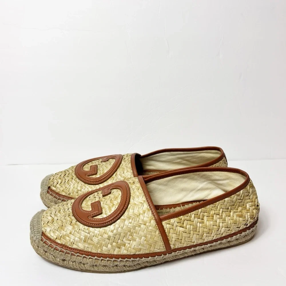 GUCCI RAFIA TRIM EMBELLISHMENT ESPADRILLES MEN'S SIZE 12 LOAFERS SHOES NO BOX